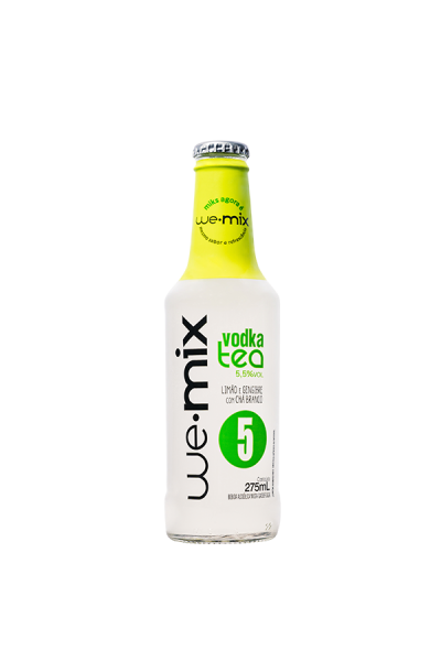 We Mix ice Limão e gengibre com chá branco long neck