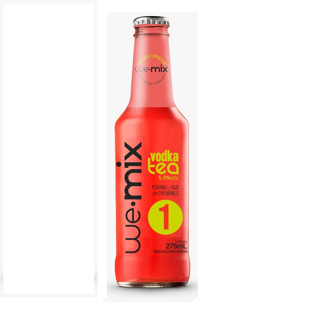 We Mix ice Morango e kiwi com chá branco long neck